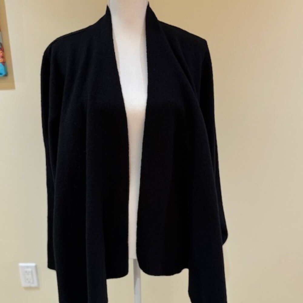 Black Alfani Merino Wool Sweater Jacket/Cardigan Size XL